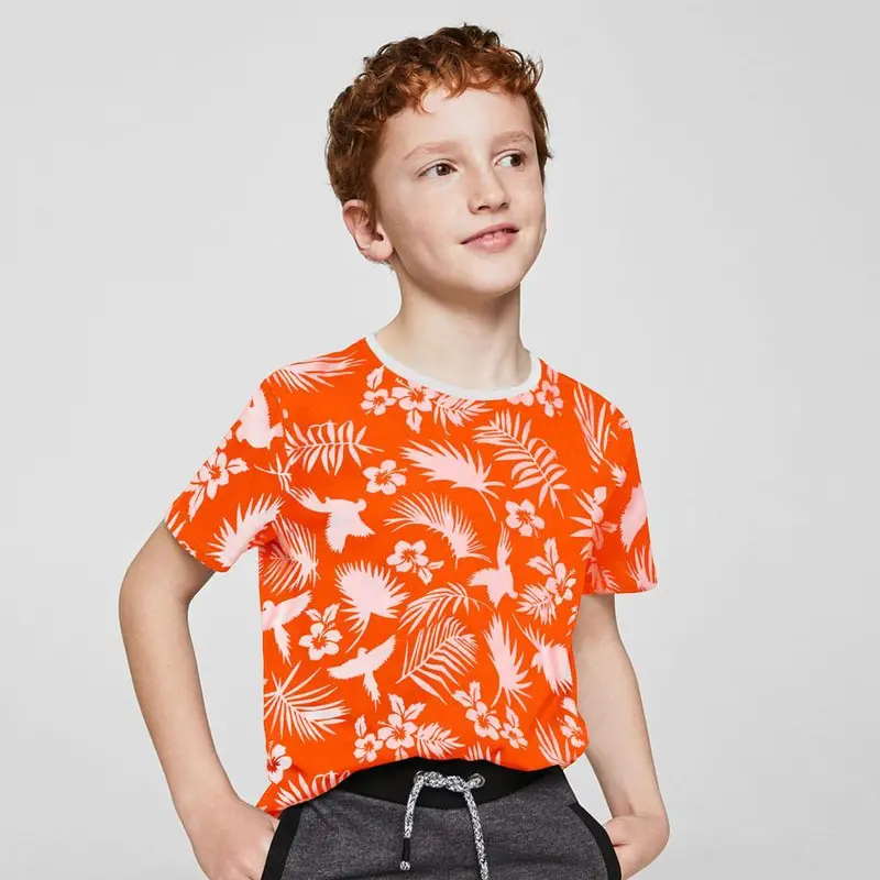 Trn 1961 Leaf Texture Printed Kids' T-Shirt – Nature-Inspired Soft Cotton Top 1