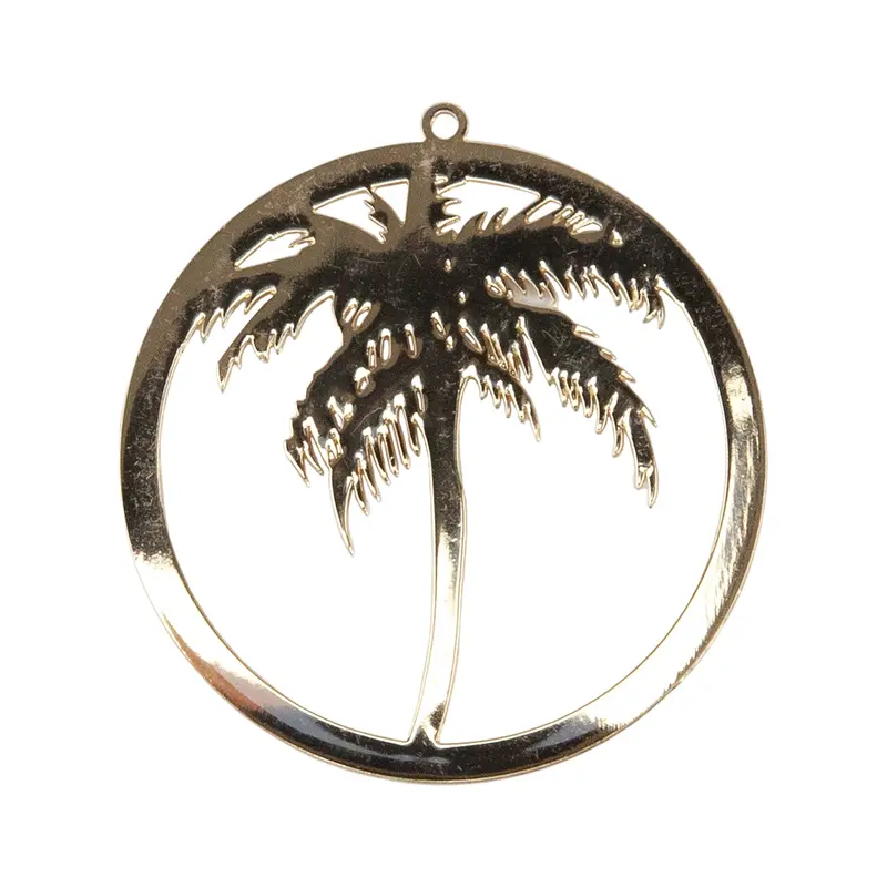 Tropical Coconut Tree Brass Pendant Set – 4-Piece Pack 1