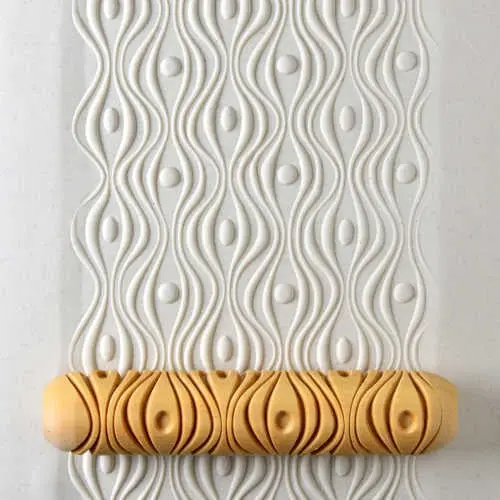 Wavy Abstract Texture Large Wooden Hand Roller 1