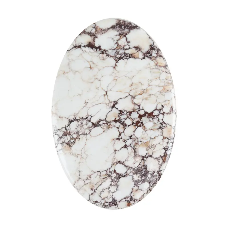 White Buffalo Oval Cabochon – 42Mm × 28Mm Natural-Looking Stone Slice 1