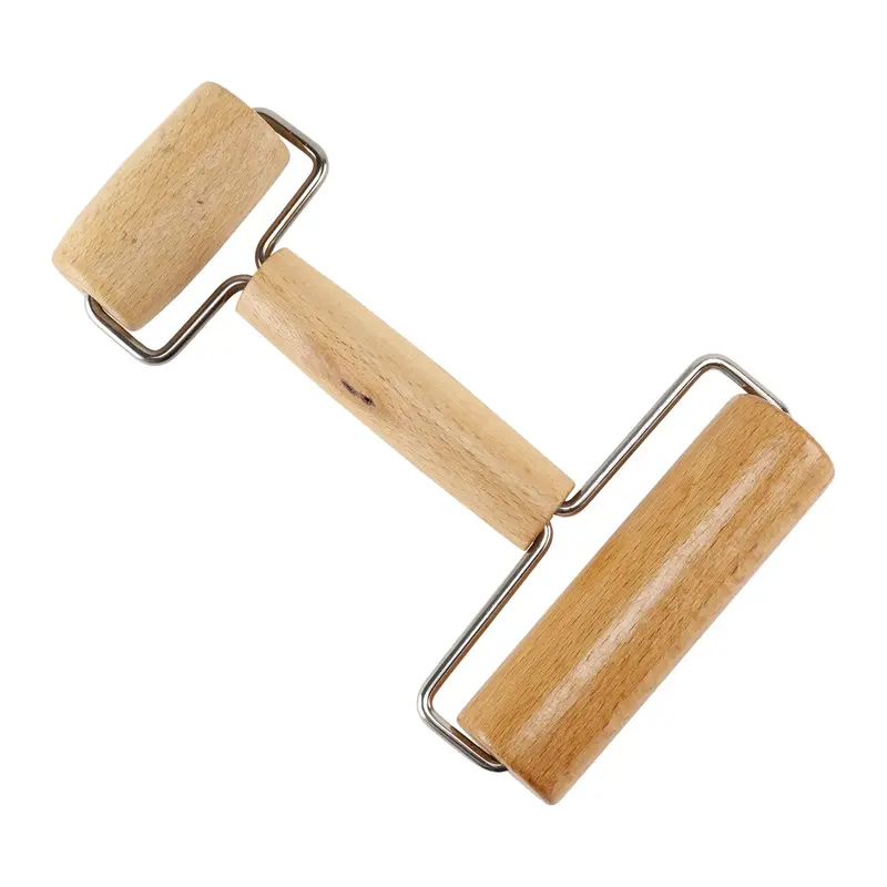 Wooden Double-Headed Roller Tool For Metal Texturing 1