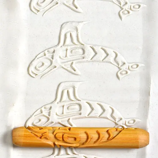 Wooden Hand Roller – Orca Whale Artwork 1