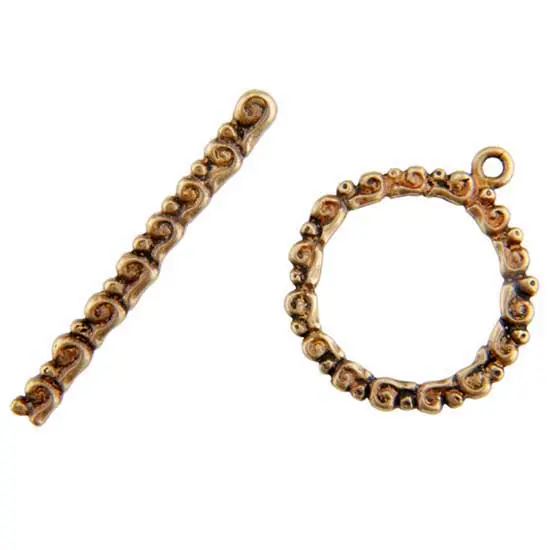Wreath Swirl Bronze-Plated Toggle Clasp – 24Mm × 32Mm Ornamental Design, Single Set 1