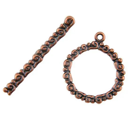 Wreath Swirl Copper Toggle Clasp – Artistic Jewelry Fastening Set 1