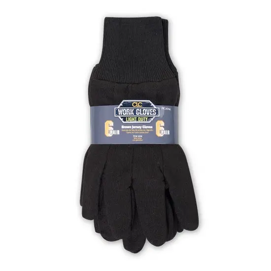 Clc Work Gear Pk2014 Brown Jersey Work Gloves – 6-Pair Pack For General Use 1