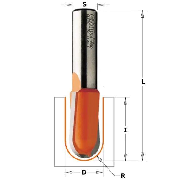 Cmt 814.817.11 Round Nose Router Bit – 5/8" Radius, 1/2" Shank 1