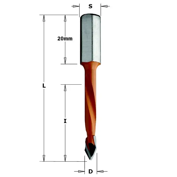 Cmt Through-Hole Drill Bit – 5 Mm X 43 Mm X 70 Mm, Right-Hand Spiral, Carbide-Tipped 1