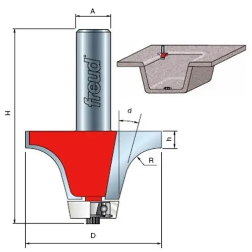 Freud 85-152 2-1/8" Round-Over Bowl Router Bit For Smooth Edges 1