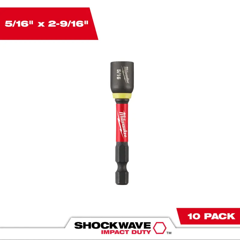Milwaukee Shockwave Impact Duty Magnetic Nut Driver – 5/16" × 2-9/16", 10-Pack 1