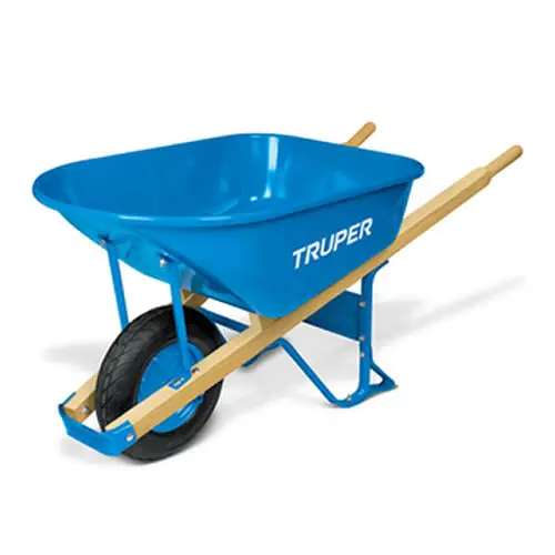 Truper 33182 Stainless Steel Wheelbarrow – 3 Cu. Ft. Capacity, Flat-Free Tires, Wood Handles 1